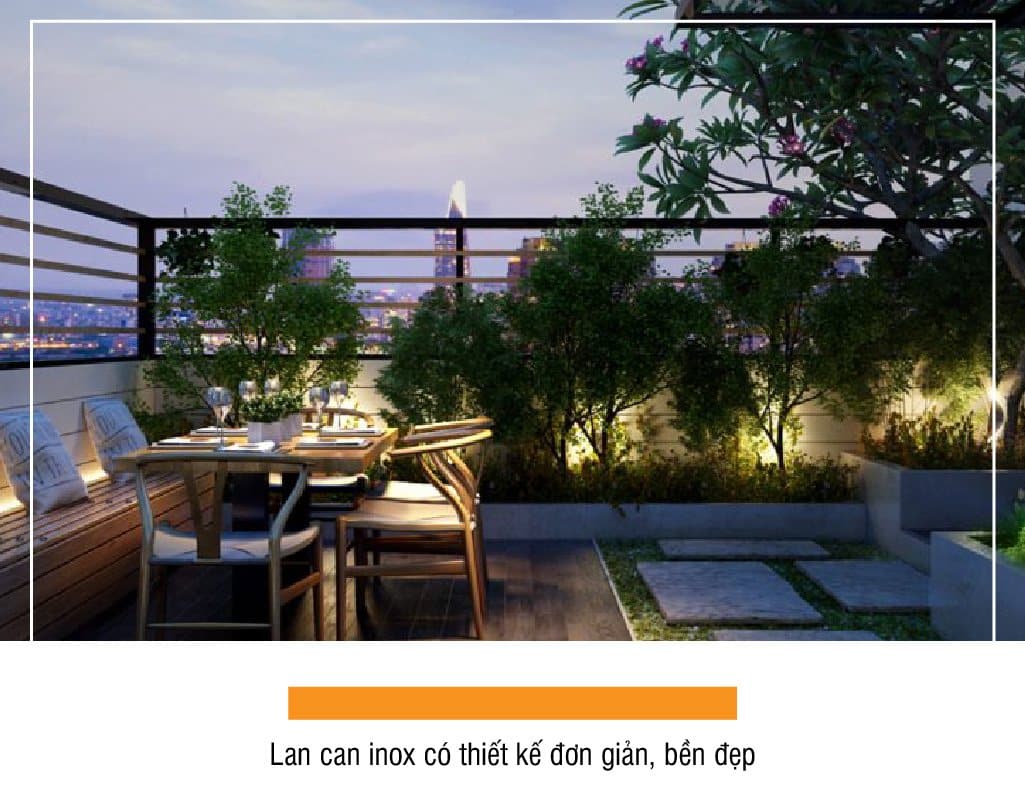 Lan can sân thượng inox có thiết kế tối giản