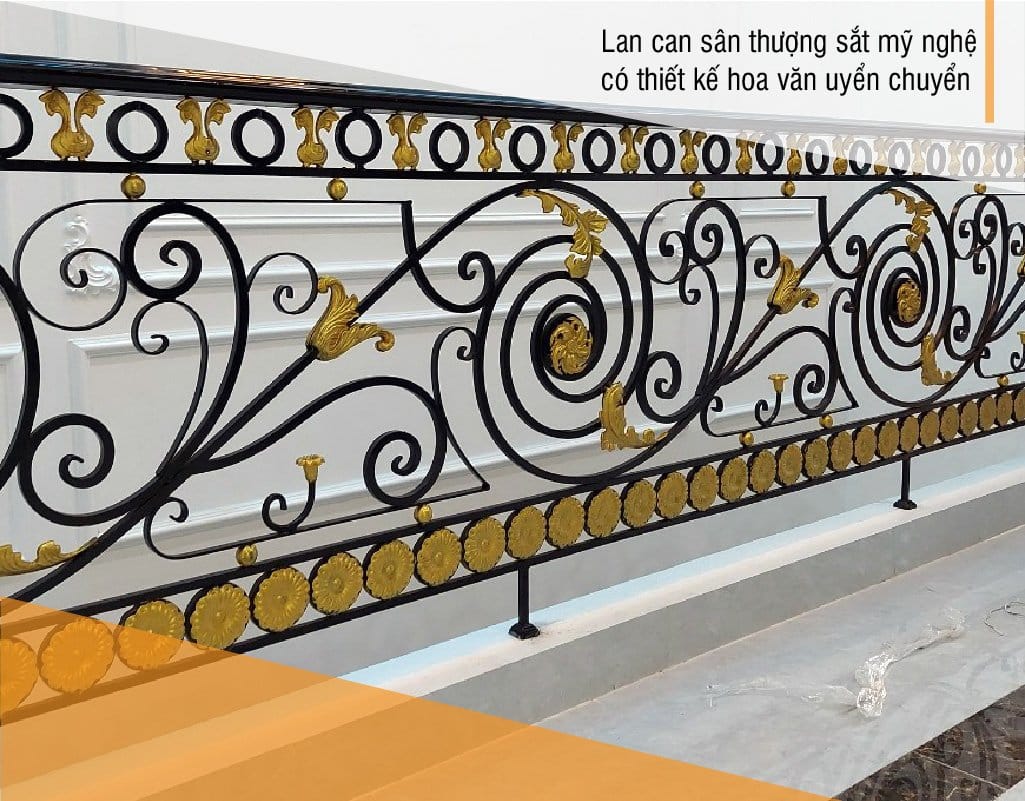 Mẫu lan can sân thượng sắt mỹ nghệ đẹp
