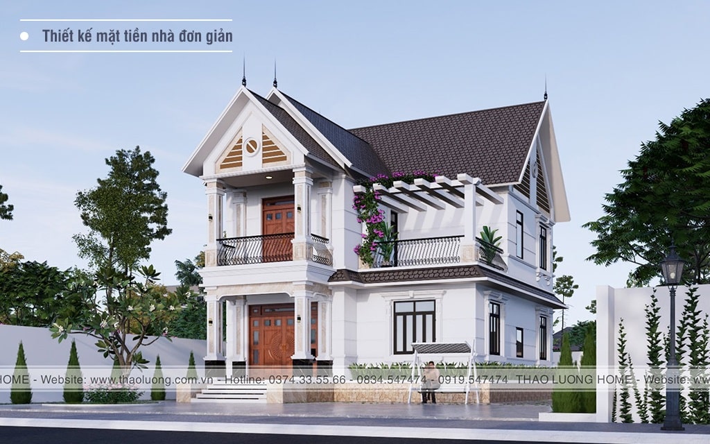Nhà 2 tầng với thiết kế mặt tiền nhà đơn giản được nhiều gia đình lựa chọn