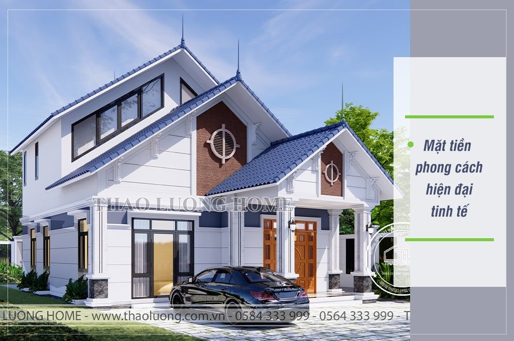 Mặt tiền nhà được thiết kế theo phong cách hiện đại, tinh tế