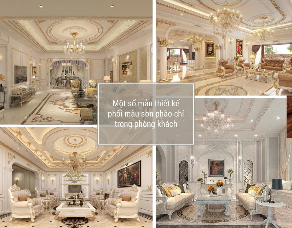 Một số mẫu thiết kế phối màu sơn phào chỉ trong phòng khách
