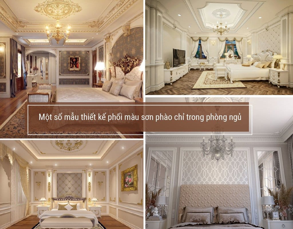 Một số mẫu thiết kế phối màu sơn phào chỉ trong phòng ngủ
