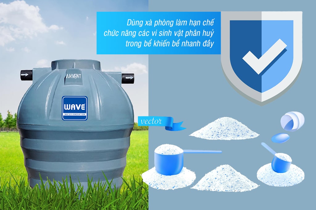 Không dùng các chất tẩy rửa hoạt tính mạnh đổ xuống bồn cầu