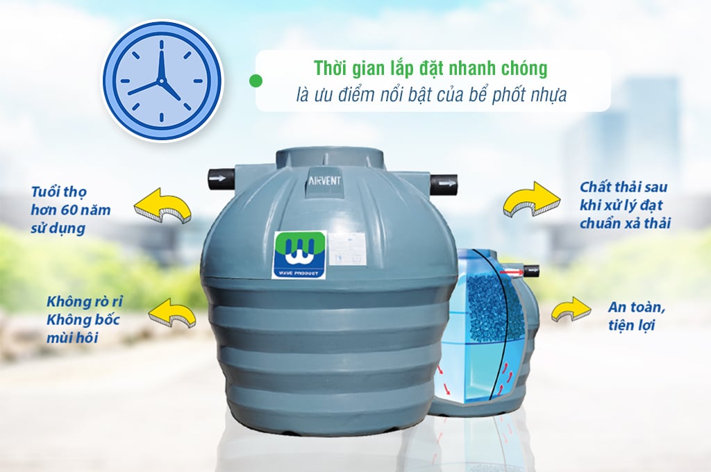 Thời gian lắp đặt bể phốt chỉ trong khoảng nửa ngày