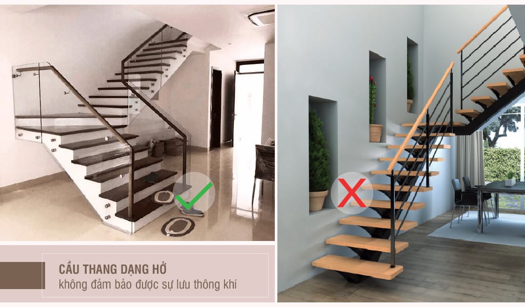 Cầu thang dạng hở không tốt trong phong thuỷ